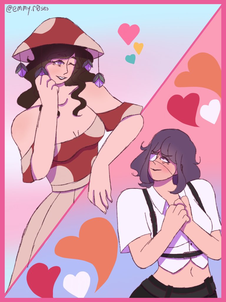 I’m a bit late, but here’s a drawing I made for pride month featuring two of my characters #art #artwork #originalcharacter #originalart #originalcharacterart #artpiece