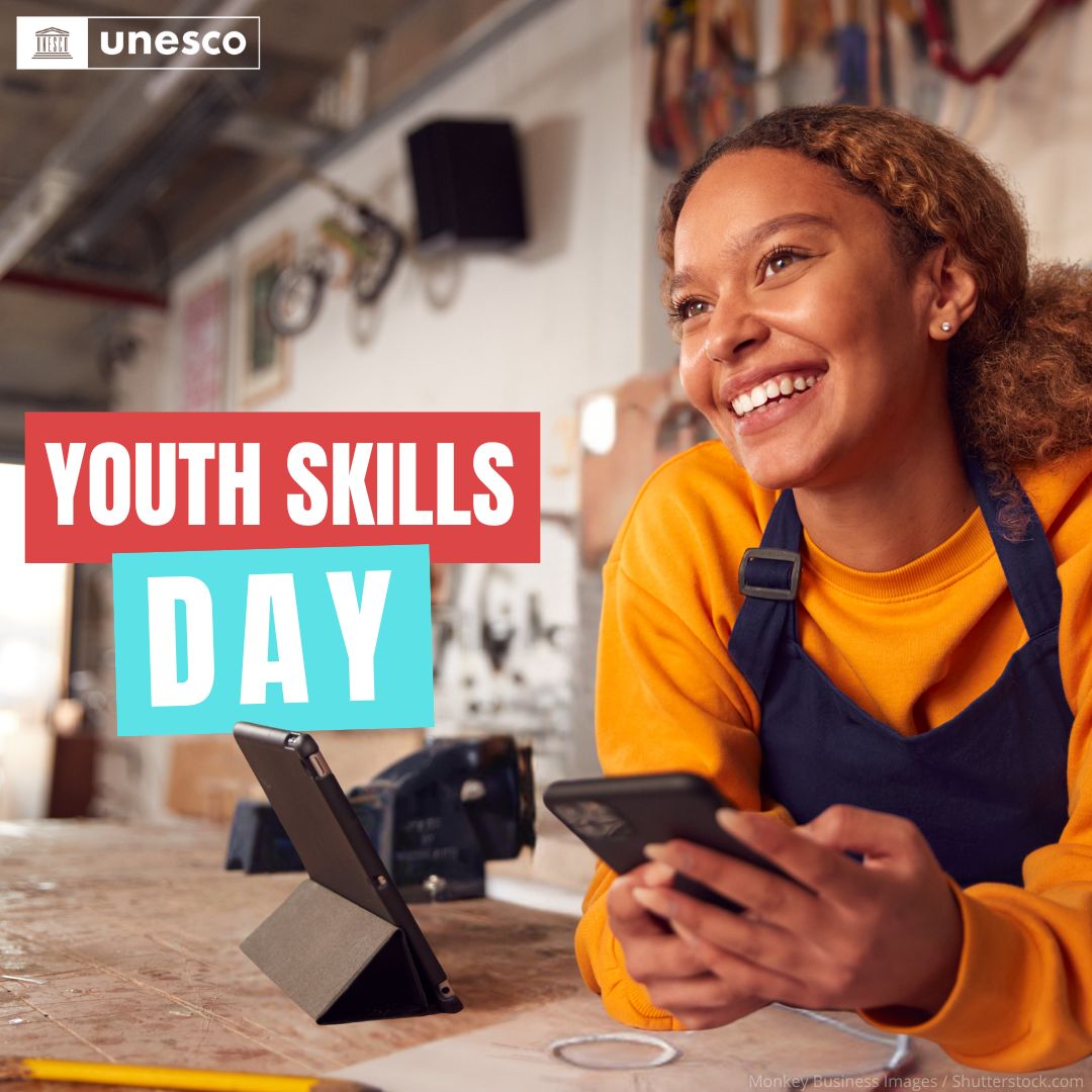 UNESCO's tweet image. Youth is the strength of societies 💪
In a world full of challenges, young generations are best positioned to acquire skills for peace and development for a better tomorrow.
Today we mark #YouthSkillsDay: unesco.org/en/skills-work…