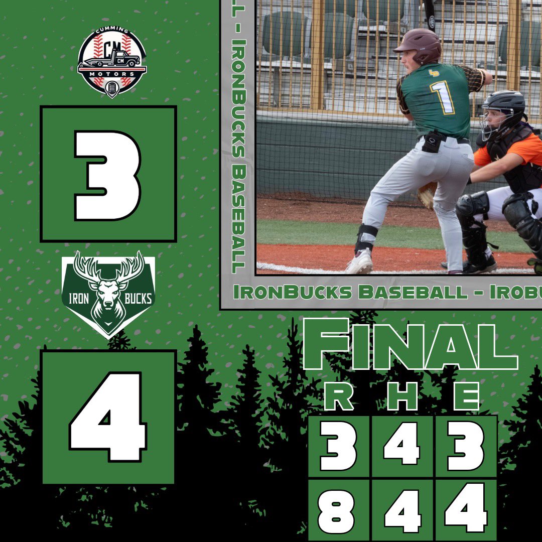 The Ironbucks take both games 1, and 2 against the Cummings Motors, winning the 2nd off a Walk-Off by Lance Slater. #fearthedeer #letsgobucks