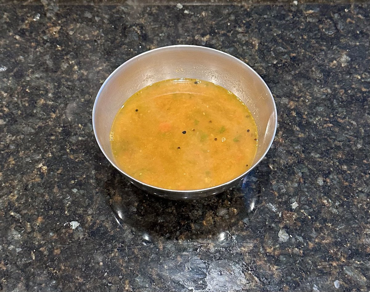 mmahesh1's tweet photo. Food Diaries:
Mysore Rasam (ಮೈಸೂರು ರಸಂ) -
Not used ready made ‘rasam powder’ but made from scratch - came out quite good https://t.co/SQT9BapghR