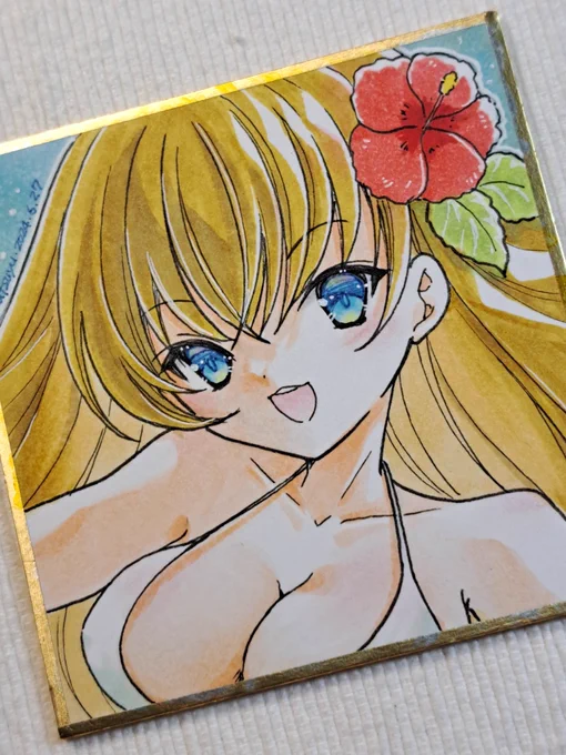 BOOTH通販、只今直筆作品は豆色紙とハガキサイズ原画の各1点のみお迎えいただける状態です。メルメリィマーケット開催に合わせて一旦在庫下ろしますのでお悩み中の方はご注意ください。現在ご注文いただいている分は明後日までの発送予定で準備を進めます 