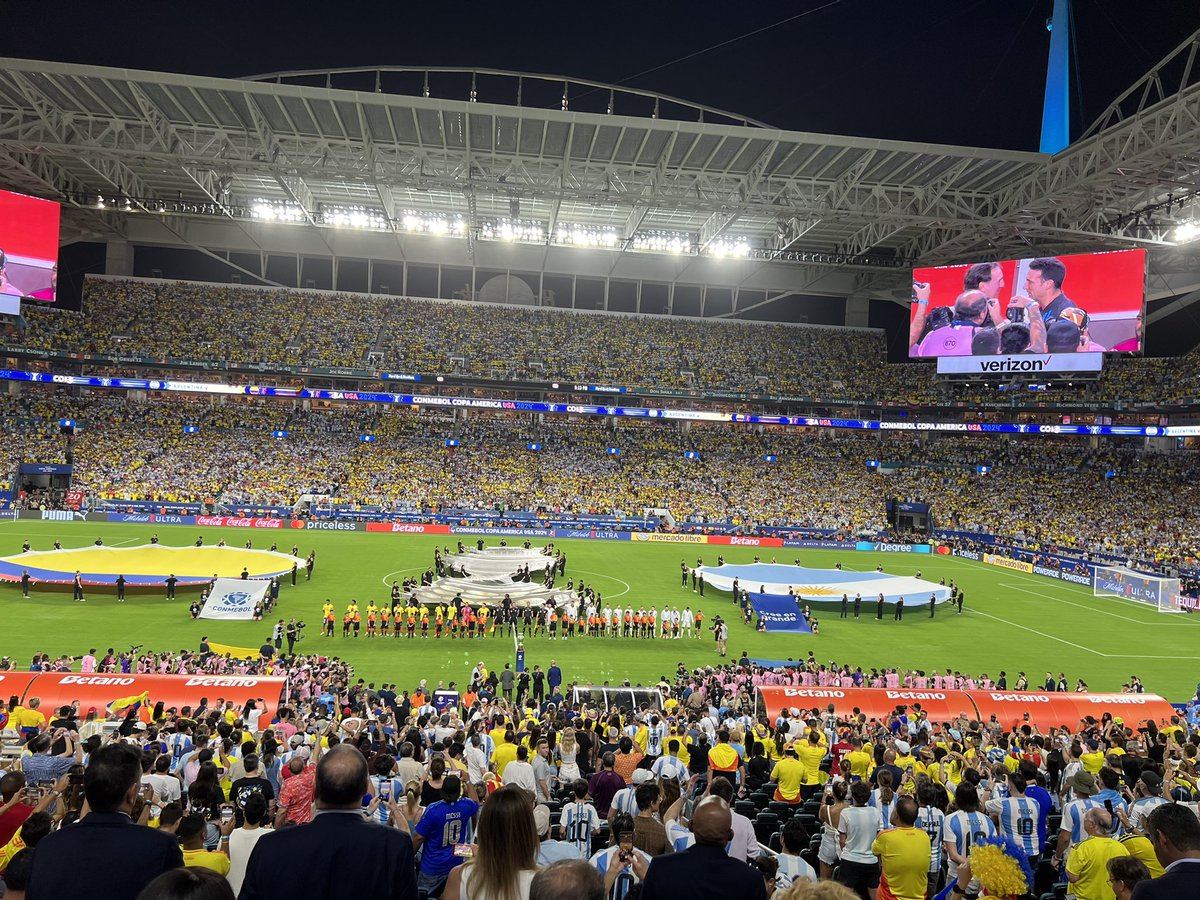 Best of luck to Argentina and Colombia in the CONMEBOL Copa America USA 2024 final at Hard Rock Stadium in Miami! The real show is about to begin soon. May the best team win! #CopaAmerica2024 #Argentina #Colombia #Miami"