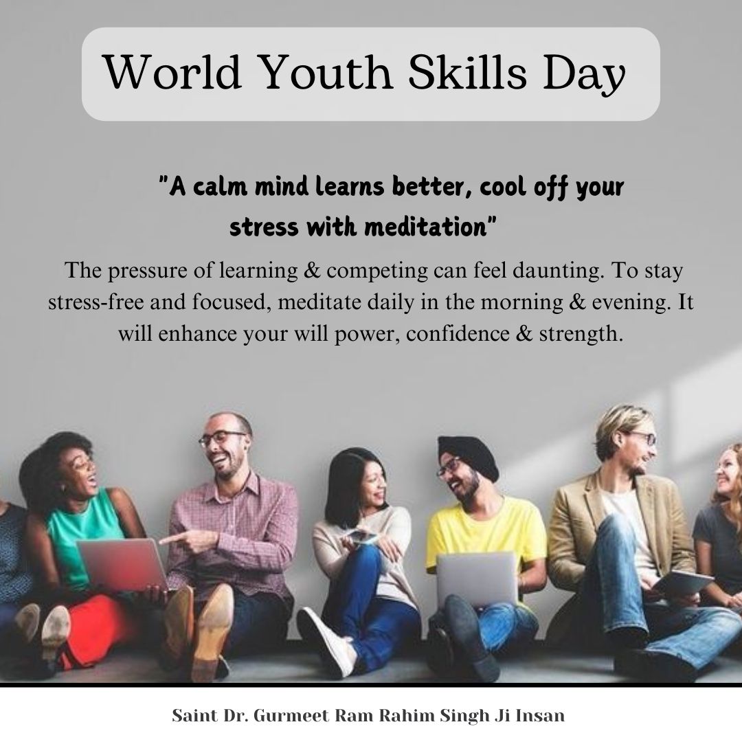sakshirai550's tweet photo. Today's youth is dealing with overthinking,stress and negativity everyday!
But what's the solution?
Meditation is the one and only solution.🧘‍♀️
Saint Dr MSG Insan encourages to Do meditation to bring positivity and get inner peace.
#WorldYouthSkillsDay
#WorldYouthSkillsDay2024 https://t.co/p6vAkFfn7t
