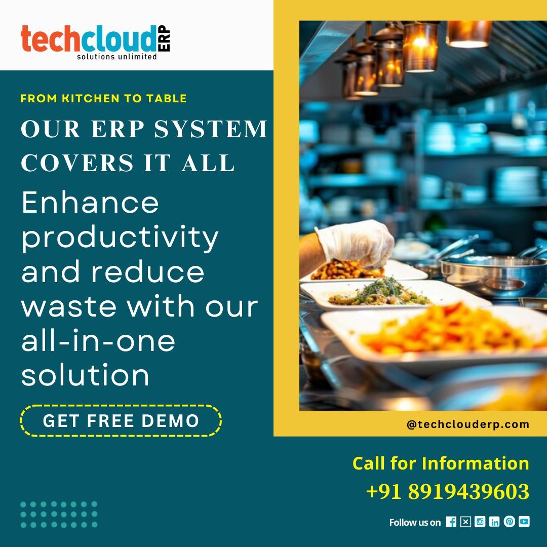 TechCloudERP's tweet photo. Boost efficiency and cut waste with our Restaurant-focused ERP solutions.
#techclouderp #BestERP #number1erp #erp #ERP #clouderp #businesssoftware #software #technology #instagram #instagrampost ##restotech #restauranttips #foodtech #hospitalityindustry #hyderabad #india https://t.co/ERIh2KM0am