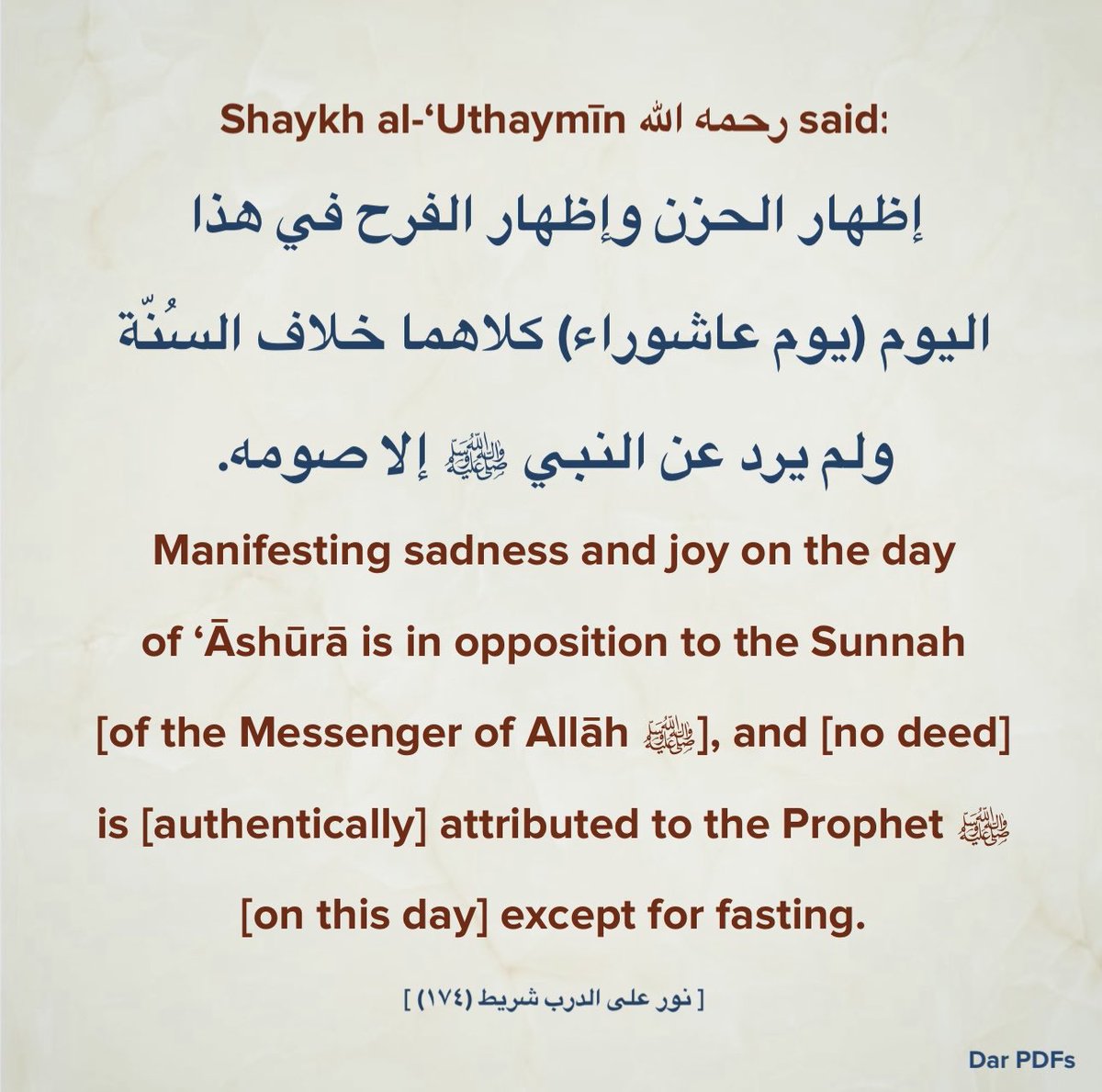DarPdfs's tweet photo. Manifesting sadness &amp; joy on the day of Ashura is in opposition to the Sunnah… https://t.co/fT55IiP9ld