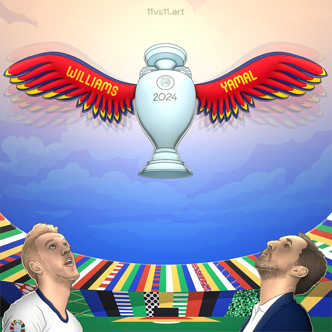 11vs11art's tweet image. 🇪🇸🏆 #EURO2024 #ESPENG #C4MPEONES #VamosEspaña #NicoWilliams #Yamal #11vs11art