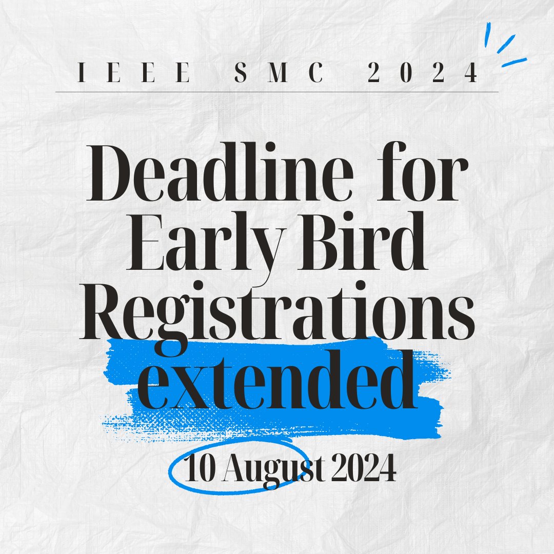 Submission for final camera-ready regular, special papers and workshop and early-bird registrations has been extended.
#ieeesmc2024 #cybernetics #humanmachinesystems #SystemScience #SystemsEngineering