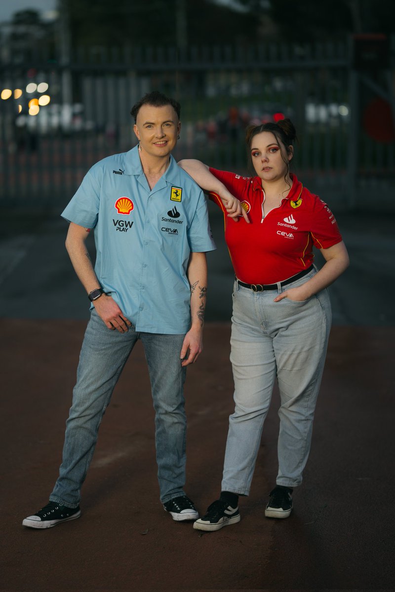 brie_kaye's tweet photo. Lights out and away we go!
•
@BJHumberdross and I had to wear our Ferrari merch for AU Metro Con over the weekend. Bring on Hungarian Grand Prix this weekend, and hopefully, our boys get their comeback 😍 @F1 @Charles_Leclerc @Carlossainz55 https://t.co/orvHzDObwl