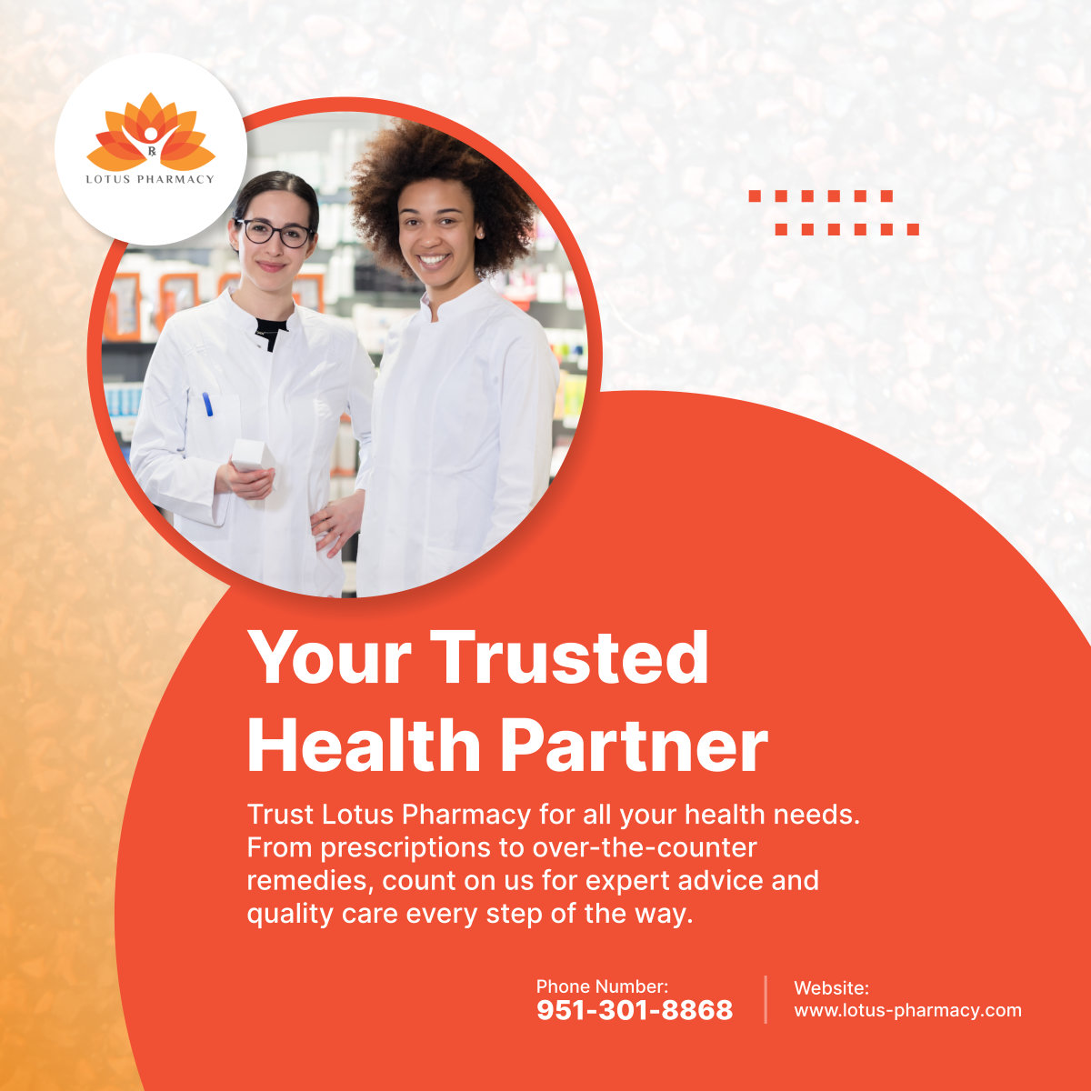lotusphrmcy's tweet photo. Looking for a trusted health partner? Look no further than Lotus Pharmacy. With expert advice and quality care, we're here to support you on your health journey. Visit us today! 

#HealthPartner #MenifeeCA #RetailPharmacy https://t.co/gv9ycrlnEd