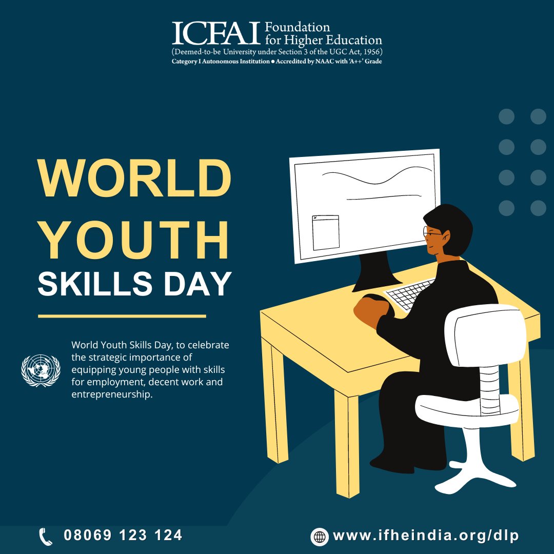 ICFAI_Distance's tweet image. Let's support initiatives that provide opportunities for learning, growth, and empowerment. Together, we can pave the way for a skilled and resilient youth workforce. 🌍

World Youth Skills Day

#ICFAI #ICFAIDistance #DistancePrograms #MBA #BBA #WorldYouthSkillsDay #SkillsForAll