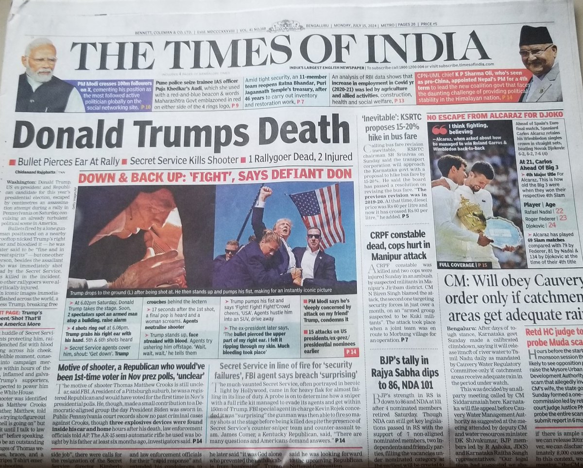 harishbijoor's tweet photo. iXPRESS: "Donald Trumps Death"! An arresting headline for sure! Grabs you by the eye-balls! Confuses! Then sorts it out quickly for you! The #TimesOfIndia has got this right this morning! A good one! #DonaldTrumpsDeath #DonaldTrump #Trump #TOI #Pun @TOIIndiaNews @timesofindia https://t.co/Xd1gE5fbPQ