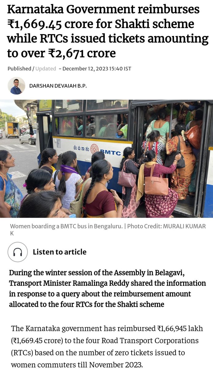 amasaesle's tweet photo. @anirudetweets @the_hindu They are running at loss for quite a while, and haven't increased ticket prices in 10 years. They would be at a loss regardless of the Shakthi scheme since they get reimbursed anyway. https://t.co/DG5JahE9Bk