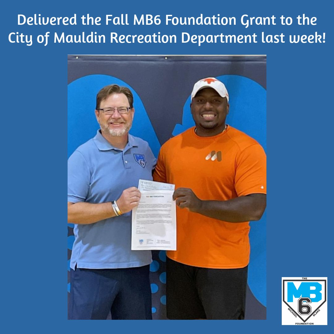 MB6Foundation's tweet photo. We were out and about in the community this past week, delivering grants to the local recreation departments.

@cityofmauldinsc
@mauldinrecreation https://t.co/gp9v73Qg9V