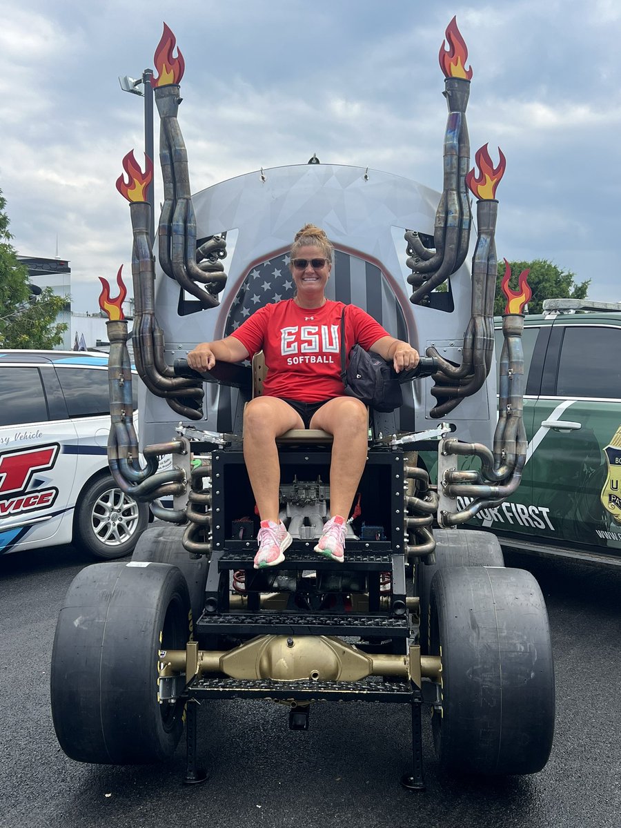 ESUSoftball's tweet photo. A little different infield today! #PoconoSpeedway #ESUintheHouse https://t.co/7wFyEDpA9j