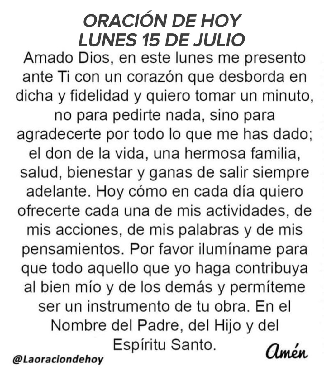 Oración diaria para hoy lunes 15 de julio de 2024.