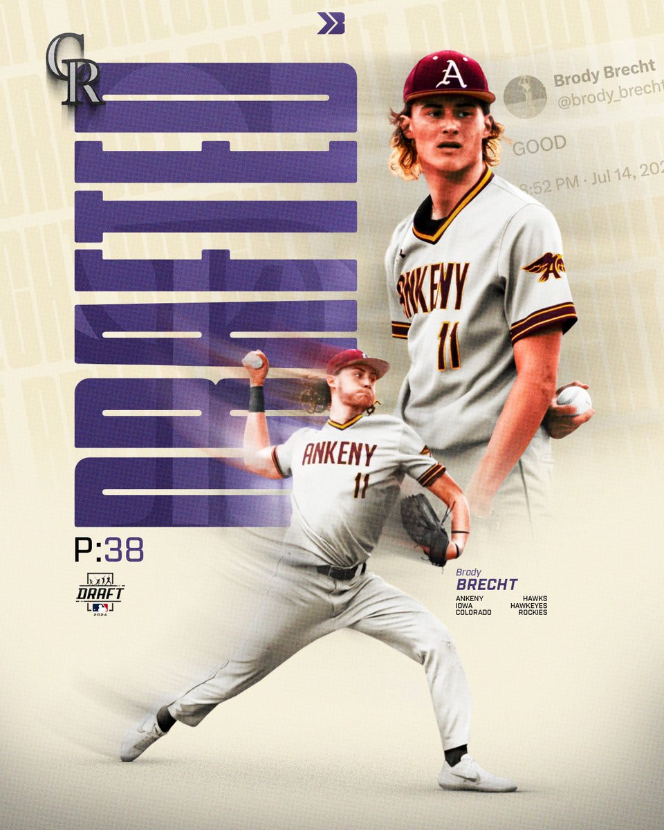 Bound_IA's tweet photo. Former Ankeny Hawk, Brody Brecht has been selected 38th overall in the MLB Draft by the Colorado Rockies!🔥

📸 Drue Wolfe

#ihsaa #iahsbb https://t.co/wRd5Ov7GuH