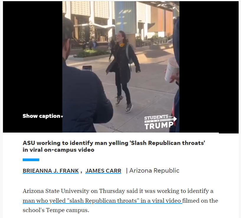 This video of a man shouting "slash Republican throats" is being widely shared, with claims that the man is Thomas Matthew Crooks, who shot Trump at a rally in Pennsylvania.

However, the video was filmed in Arizona State University in 2020. Crooks was in high school then.