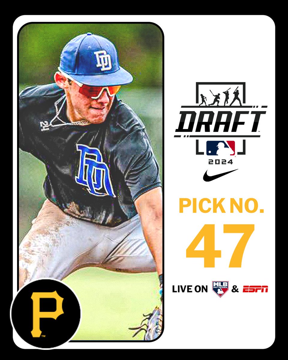 MLB Draft (@mlbdraft) on Twitter photo With the 47th pick in the 2024 Draft, the <a href="/Pirates/">Pittsburgh Pirates</a> select Independence (TX) shortstop Wyatt Sanford, No. 35 on the Top 250 Draft Prospects list.
Watch LIVE: atmlb.com/3zAvMhu With the 47th pick in the 2024 Draft, the <a href="/Pirates/">Pittsburgh Pirates</a> select Independence (TX) shortstop Wyatt Sanford, No. 35 on the Top 250 Draft Prospects list.
Watch LIVE: atmlb.com/3zAvMhu
