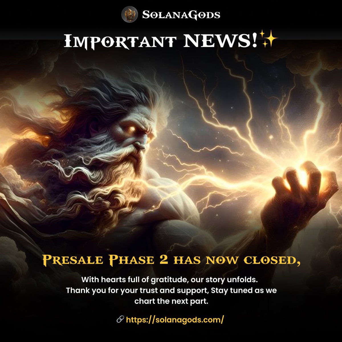PRESALE PHASE 2 HAS NOW CLOSED!!! 
Buckle up for the Public Sale 💰

#SGODS #SolanaGods #PresaleEnded #PublicSaleSoon #memecoin #Solana #StayTuned