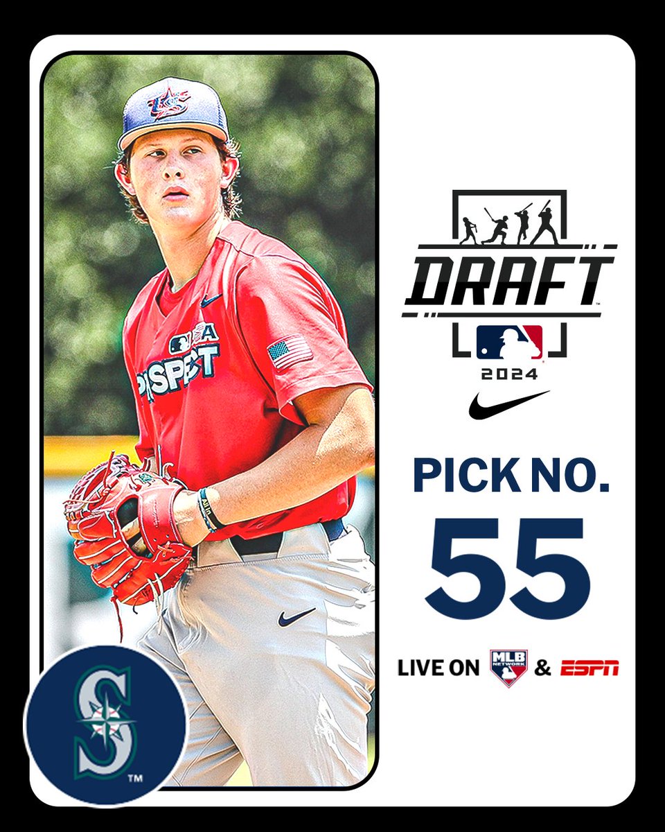 With the 55th pick in the 2024 Draft, the <a href="/Mariners/">Seattle Mariners</a> select York (IL) right-handed pitcher Ryan Sloan, No. 19 on the Top 250 Draft Prospects list.

Watch LIVE: atmlb.com/3zAvMhu