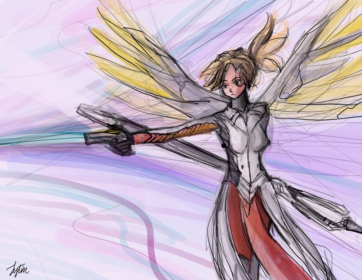tytinsei's tweet photo. A quick #mercy sketch. #overwatch2 #overwatch #ow #ow2 #sketch #digitalart #art https://t.co/TlguQi4uqz