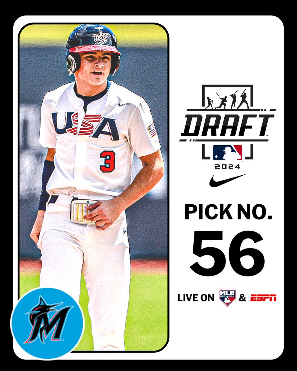 With the 56th pick in the 2024 Draft, the <a href="/Marlins/">Miami Marlins</a> select Oxford (AL) shortstop Carter Johnson, No. 40 on the Top 250 Draft Prospects list.

Watch LIVE: atmlb.com/3zAvMhu