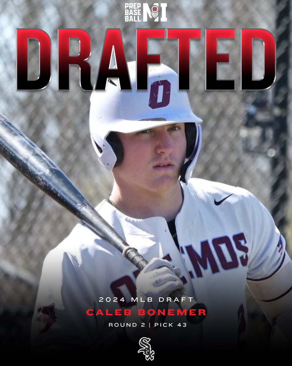Prep Baseball Michigan (@prepbaseballmi) on Twitter photo 𝟐𝟎𝟐𝟒 𝐌𝐋𝐁 𝐃𝐫𝐚𝐟𝐭
Congratulations to 2024 SS Caleb Bonemer on being selected by the Chicago White Sox with the 43rd pick of the 2024 MLB Draft
#WhiteSox | <a href="/prepbaseball/">Prep Baseball</a> 𝟐𝟎𝟐𝟒 𝐌𝐋𝐁 𝐃𝐫𝐚𝐟𝐭
Congratulations to 2024 SS Caleb Bonemer on being selected by the Chicago White Sox with the 43rd pick of the 2024 MLB Draft
#WhiteSox | <a href="/prepbaseball/">Prep Baseball</a>