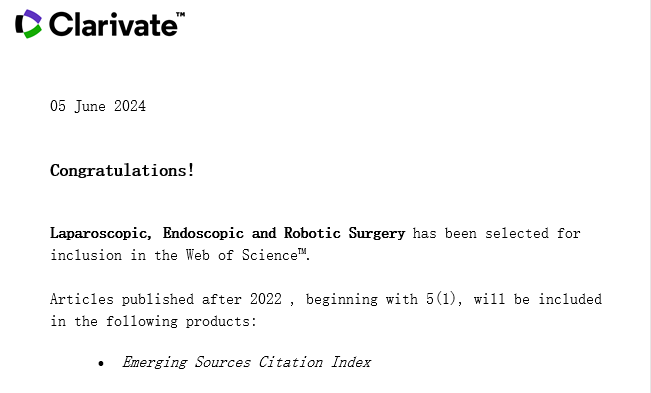 Laparoscopic, Endoscopic and Robotic Surgery tweet media