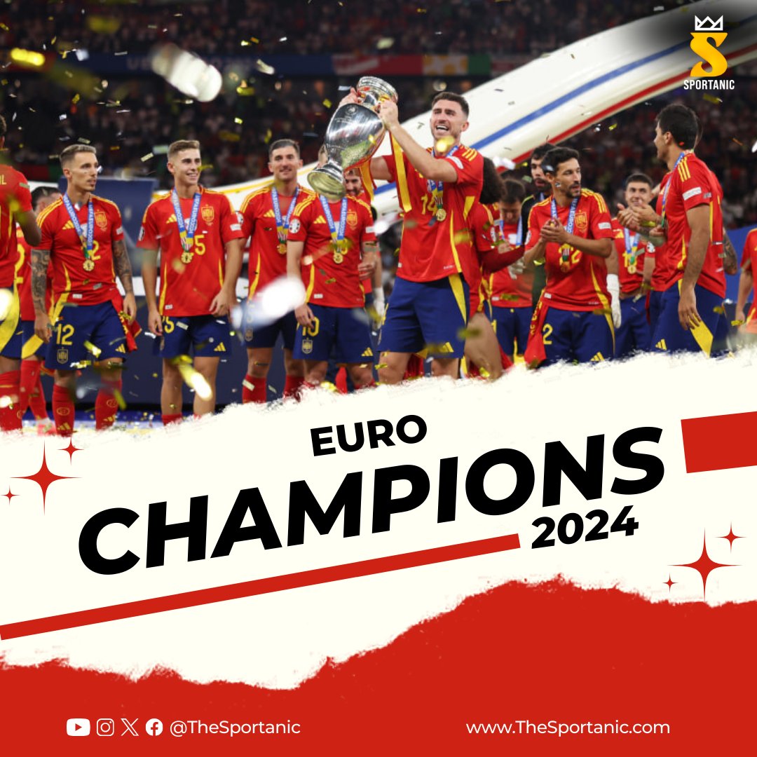 TheFootanic's tweet photo. Spain are the European Champions 💥⚽🏆

#Sportanic • #SportsRedefined • #Euro2024 • #Spain • #Champions https://t.co/5wTq458Txi