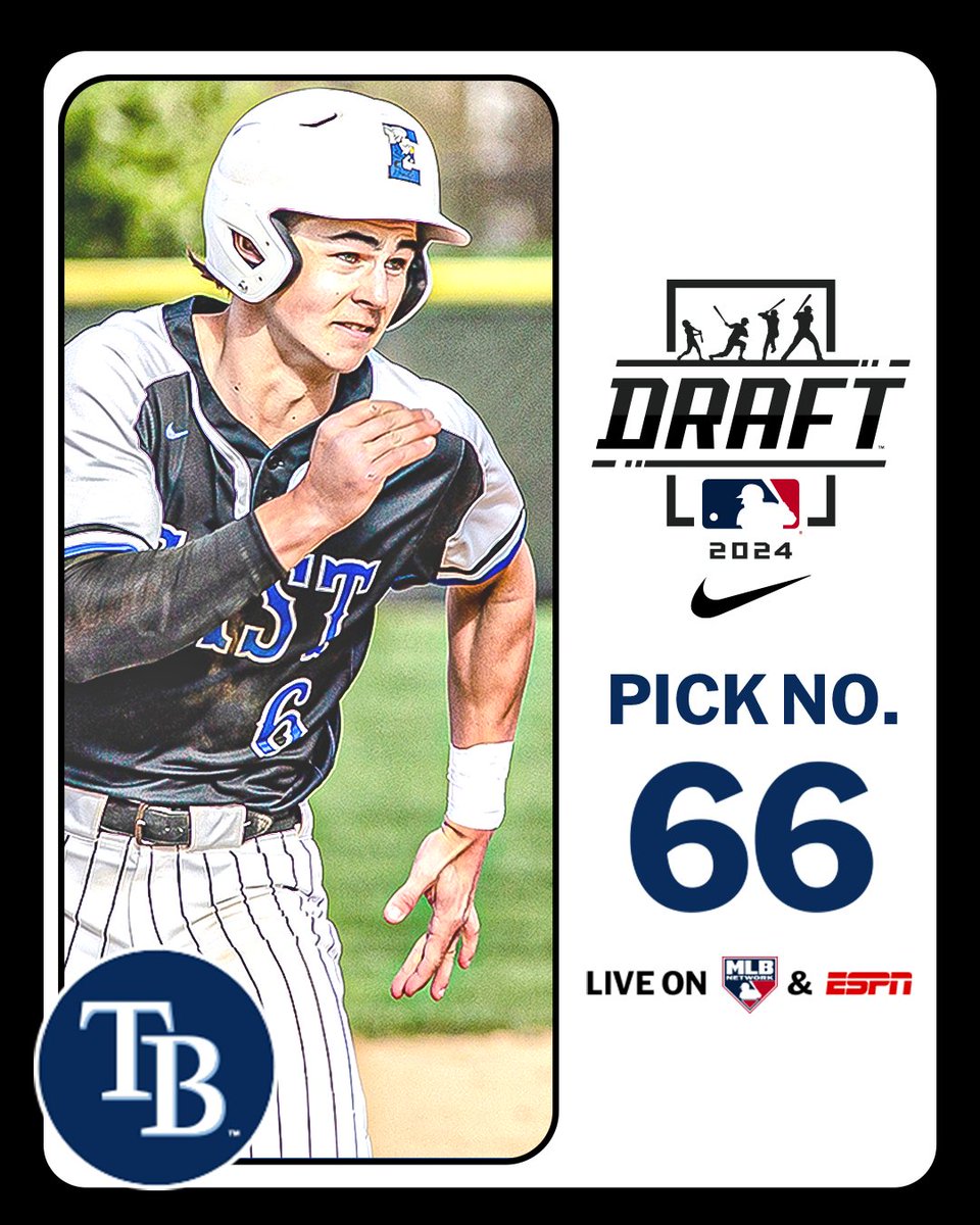 MLB Draft (@mlbdraft) on Twitter photo With the 66th pick in the 2024 Draft, <a href="/RaysBaseball/">Tampa Bay Rays</a> selects Lincoln-Way East (IL) shortstop Tyler Bell, No. 81 on the Top 250 Draft Prospects list.
Watch LIVE: atmlb.com/3zAvMhu With the 66th pick in the 2024 Draft, <a href="/RaysBaseball/">Tampa Bay Rays</a> selects Lincoln-Way East (IL) shortstop Tyler Bell, No. 81 on the Top 250 Draft Prospects list.
Watch LIVE: atmlb.com/3zAvMhu