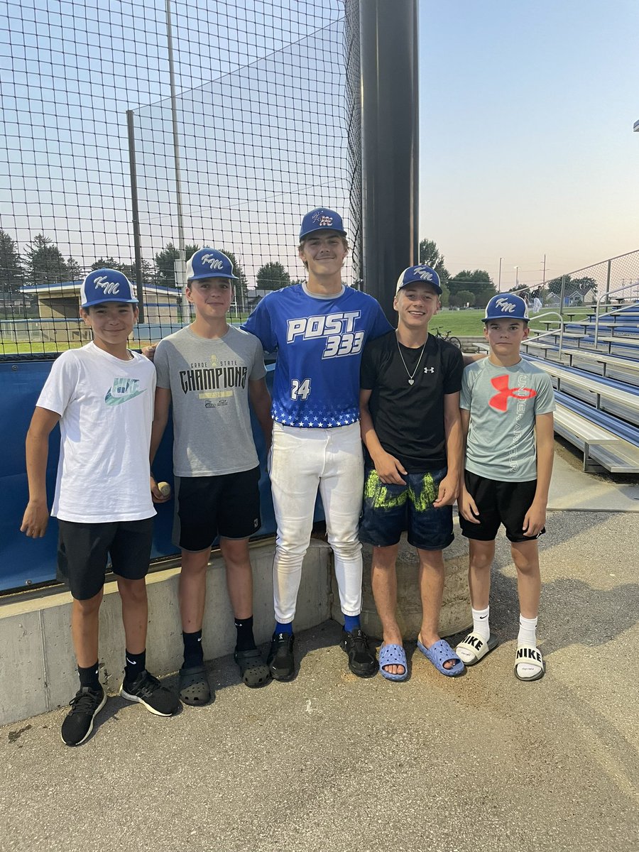 This is what it’s all about! A few 13U players showed up to support their coach, senior Parker Wilhelm, at the legion game tonight. Parker tossed 7 innings, striking out 9 batters!