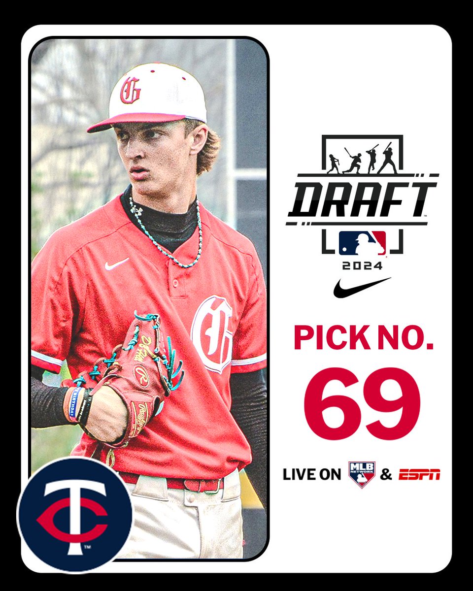 MLB Draft (@mlbdraft) on Twitter photo With the 69th pick in the 2024 Draft, the <a href="/Twins/">Minnesota Twins</a> select Grapevine (TX) left-handed pitcher Dasan Hill, No. 52 on the Top 250 Draft Prospects list.
Watch LIVE: atmlb.com/3zAvMhu With the 69th pick in the 2024 Draft, the <a href="/Twins/">Minnesota Twins</a> select Grapevine (TX) left-handed pitcher Dasan Hill, No. 52 on the Top 250 Draft Prospects list.
Watch LIVE: atmlb.com/3zAvMhu