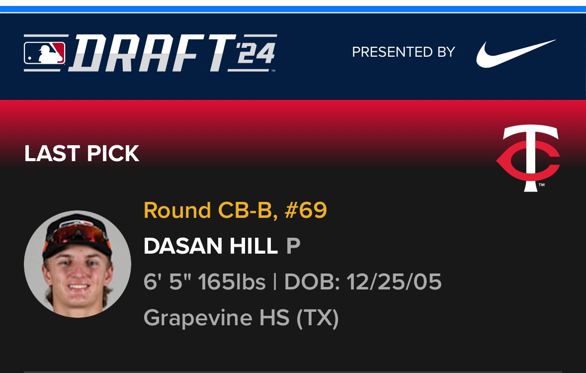 DBortz918's tweet photo. #MLB #draft2024 @DasanHill is going to the league! https://t.co/PltToxHKj5