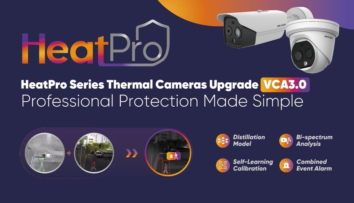 Norbain's tweet photo. Hikvision HeatPro Series Thermal Cameras Upgrade VCA 3.0 🚀
- Bi-spectrum Analysis 📈
- Self-learning Calibration 💻
- Distillation Model 🚨
- Combined Event Alarm ❌
View More: https://t.co/2UbY22uBdG
#Hikvision #Heatpro #Thermalcamera https://t.co/p3WGXIQ7IQ