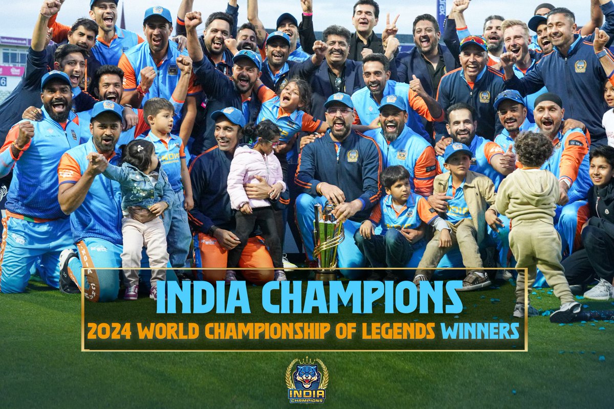 Brsharma_In's tweet photo. Incredible performance by @ImRaina, @robbieuthappa, and @gurkeeratmann22! Kudos to India Champions! @KirenRijiju @ianuragthakur #LegendaryWin https://t.co/RfUicU8RY3
