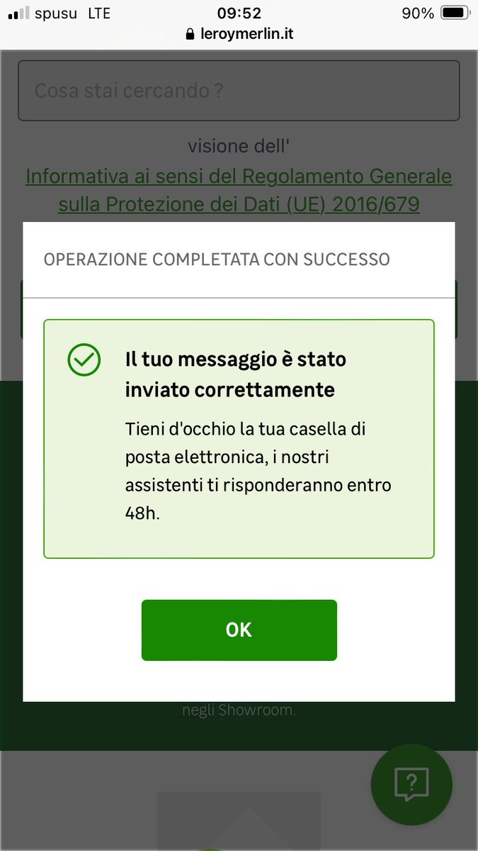 EwaldCA's tweet photo. @LeroyMerlinITA Inviata nuovamente richiesta di informazioni sul sito, come richiesto. https://t.co/4FB5AKkdbZ