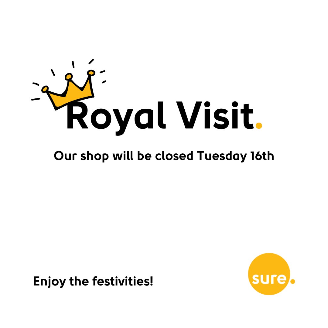 To celebrate the arrival of King Charles and Queen Camilla, next Tuesday our high street shop will be closed  as we join in with the festivities on island. 👑

#FeelConnected #BankHoliday #Community