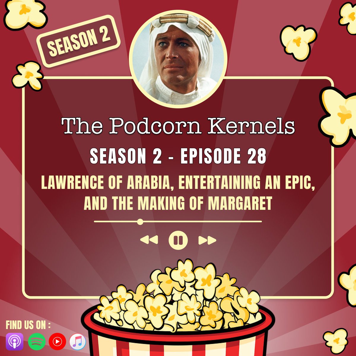 S02. E28: Lawrence Of Arabia, Entertaining An Epic, and The Making Of Margaret is now live! Listen on Spotify by clicking the link below 👇 

open.spotify.com/episode/3XEX8R…

Or you can choose a different platform from our link-tree 👇

linktr.ee/thepodcornkern…

#ClassicPrimetime
#film