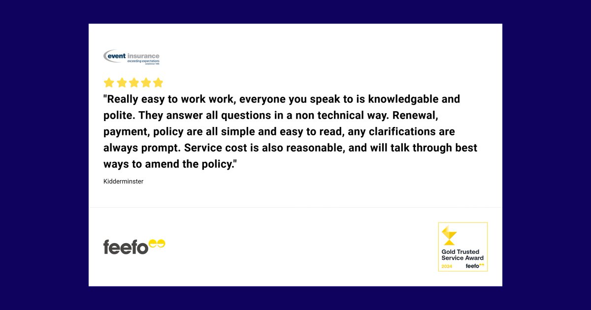 EventsInsurance's tweet photo. What a way to start a Monday... Such a positive review left by one of our customers in the last week. 

From standard cover to something a little bit more specific, visit our website, drop us an email, or pick up the phone to set the wheels in motion 🚗

https://t.co/4d8KAaYYs5 https://t.co/WkuVJMz8e6