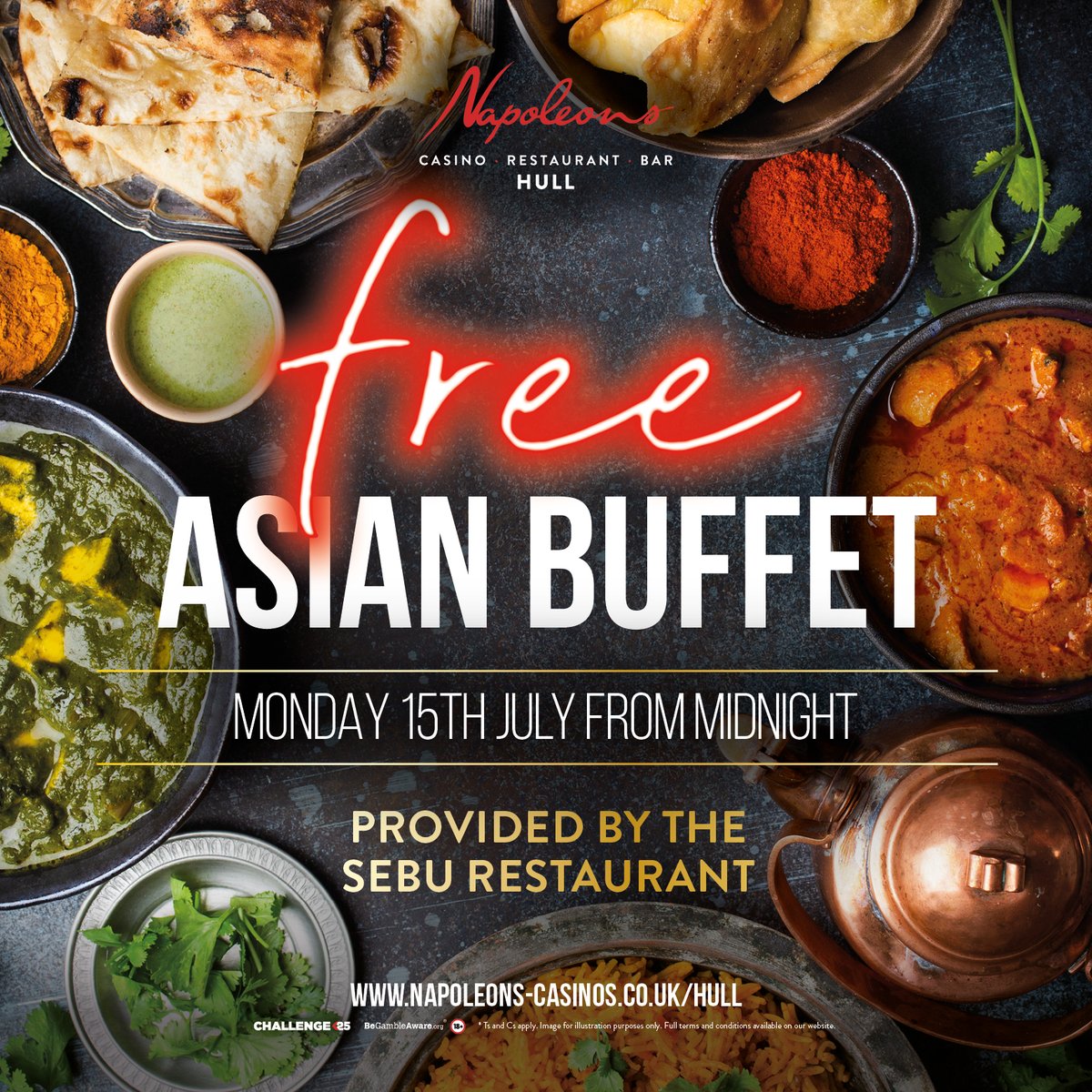 🥡 TONIGHT: Free Asian Buffet 🍜

Tuck into a complimentary Asian Buffet on Monday 1st July from the very delicious Sebu Restaurant!

Served from midnight 🙌🏼