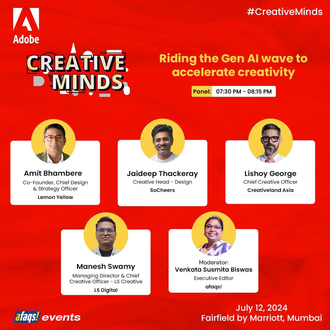 akhil1485's tweet photo. Good to see my friend #JaideepThackeray excel in creative field & speak on Gen AI (Artificial Intelligence) alongwith the bigwigs of the creative & advertising industry. #GenAI #ACCelerateCreativity #welldone #jrthackeray https://t.co/DwDSIFcCWf