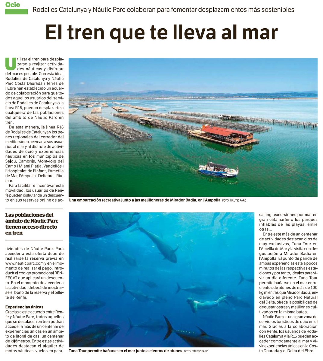 NÀUTIC PARC COSTA DAURADA I TERRES DE L'EBRE (@nauticparc) on Twitter photo El tren que te lleva al mar: @diaridetarragona parla de la col.laboració amb Rodalies Cat per gaudir del mar amb desplaçaments sostenibles.
<a href="/rodalies/">Rodalies Catalunya</a> <a href="/visitsalou/">VisitSalou</a> <a href="/CambrilsTurisme/">Cambrils Turisme</a> <a href="/MontroigMiami/">Mont-roig Miami</a> <a href="/ametllademartur/">L'Ametlla de Mar Tur</a> <a href="/lampollaturisme/">ampollaturisme</a> <a href="/TurismeDeltebre/">Descobreix Deltebre</a> <a href="/costadauradatur/">Costa Daurada</a> <a href="/terresebretur/">Terres de l'Ebre</a> El tren que te lleva al mar: @diaridetarragona parla de la col.laboració amb Rodalies Cat per gaudir del mar amb desplaçaments sostenibles.
<a href="/rodalies/">Rodalies Catalunya</a> <a href="/visitsalou/">VisitSalou</a> <a href="/CambrilsTurisme/">Cambrils Turisme</a> <a href="/MontroigMiami/">Mont-roig Miami</a> <a href="/ametllademartur/">L'Ametlla de Mar Tur</a> <a href="/lampollaturisme/">ampollaturisme</a> <a href="/TurismeDeltebre/">Descobreix Deltebre</a> <a href="/costadauradatur/">Costa Daurada</a> <a href="/terresebretur/">Terres de l'Ebre</a>