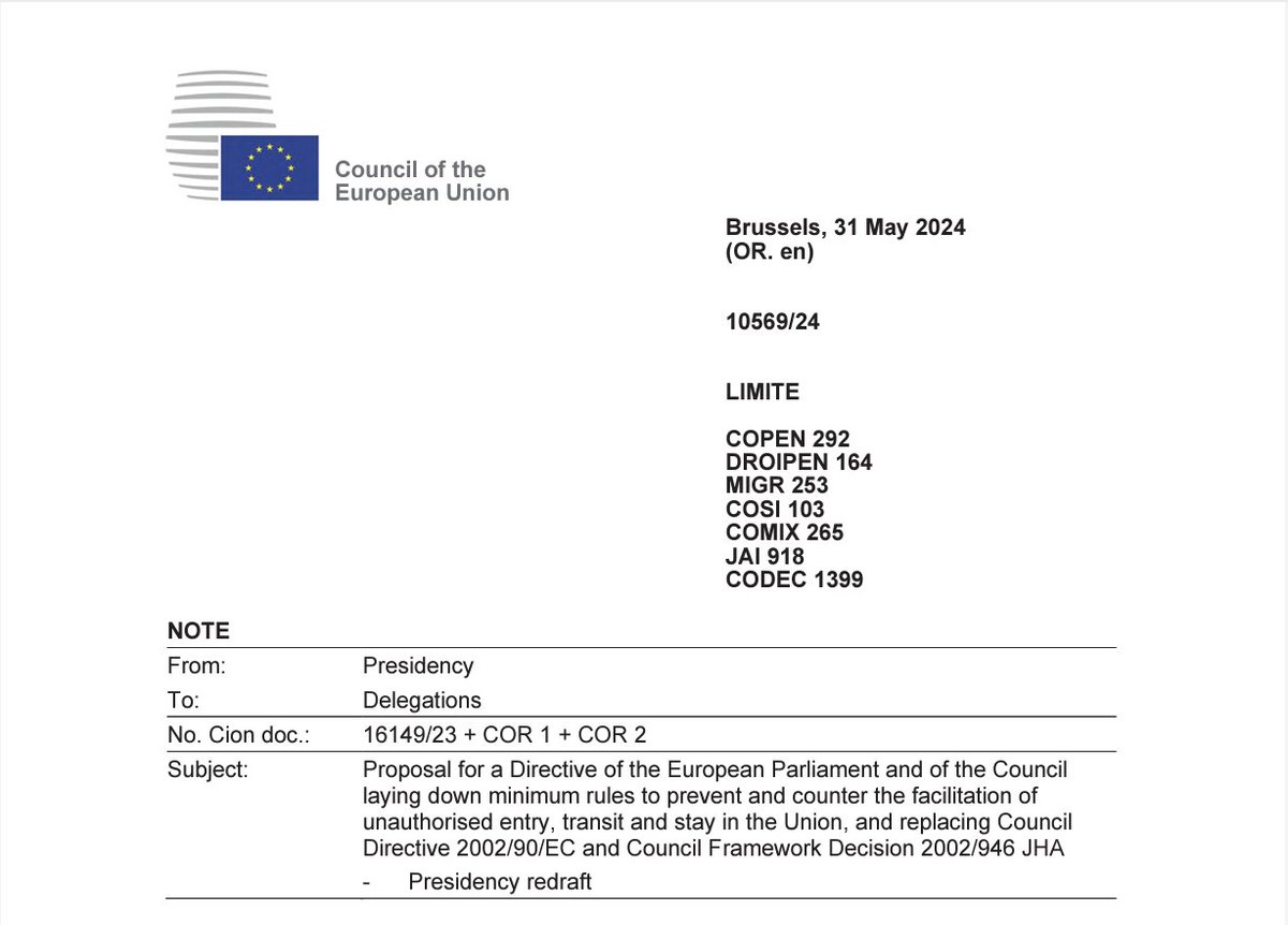 Counter-smuggling legislation often harms, rather than protects, migrants’ safety &amp; rights–yet the <a href="/EU_Commission/">European Commission</a> wants to commit more resources to it  

Now, the <a href="/EUCouncil/">EU Council</a> is considering a redraft of a law that would simplify criminalisation–endangering #migrants &amp; #solidarity