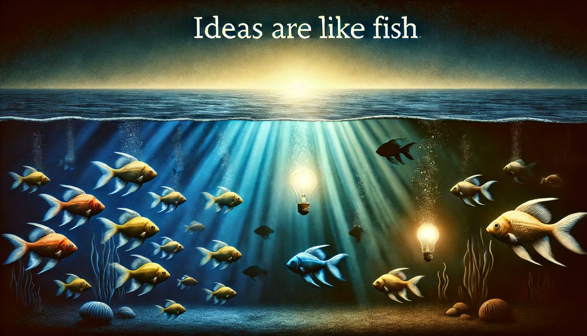 Ian Farmer (@ifarmer) on Twitter photo “Ideas are like fish. If you want to catch little fish, you can stay in the shallow water. But if you want to catch the big fish, you’ve got to go deeper. Down deep, the fish are more powerful and more pure. They’re huge and abstract. And they’re very beautiful.” <a href="/DAVID_LYNCH/">David Lynch</a> “Ideas are like fish. If you want to catch little fish, you can stay in the shallow water. But if you want to catch the big fish, you’ve got to go deeper. Down deep, the fish are more powerful and more pure. They’re huge and abstract. And they’re very beautiful.” <a href="/DAVID_LYNCH/">David Lynch</a>