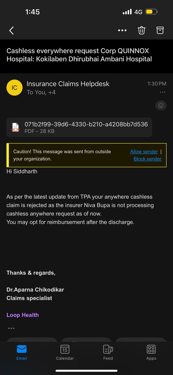 sydharthydv's tweet image. @Niva_Bupa This is unacceptable! Despite paying for insurance, my cashless claim is rejected due to disputes with the hospital. This is a scam. Insurance is supposed to provide support, not add to our distress. #HealthInsuranceScam #UrgentHelp @MoHFW_INDIA @ShivsenaUBTComm