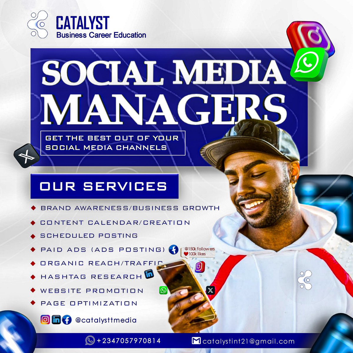 Say Goodbye to Social Media Struggles! 

Our Social Media Managers will create a winning strategy to grow your audience, increase engagement, and drive conversions. Contact us today to learn how to get started.
#socialmedia