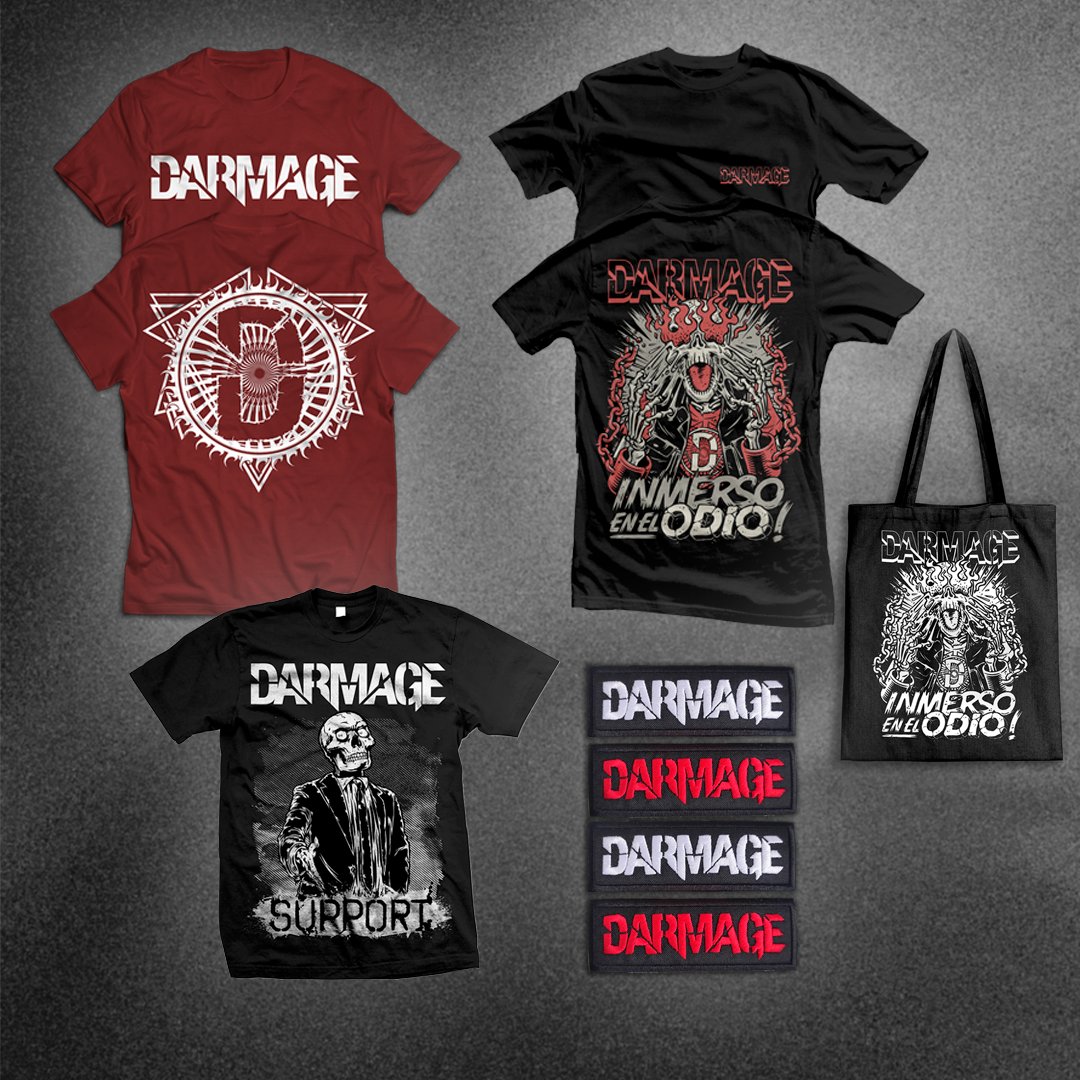 💀Hemos bajado el precio de nuestro merch para que tengas el verano mas glam de tu vida:

🔥Camiseta Inmerso En El Odio: 15€
🔥Camiseta granate Darmage: 15€
🔥Camiseta Support 8€ (últimas uds.)
🔥Bolso: 7€
🔥Parches: 5€
+envío
darmage.bigcartel.com

#metal #merch