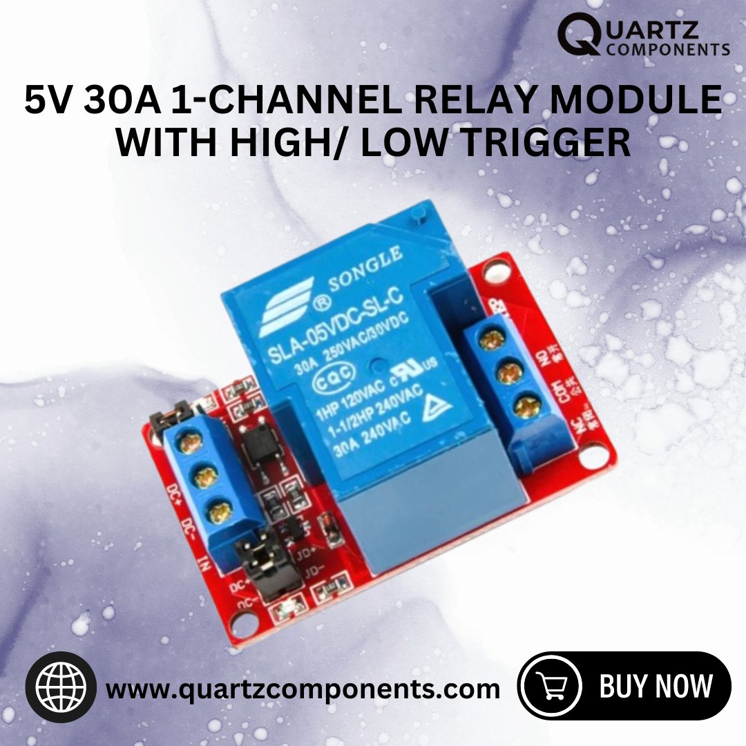 quartzcomponent's tweet image. Upgrade your projects with our 5V 30A 1-Channel Relay Module! Featuring an optocoupler for enhanced isolation and high/low level trigger, this module ensures reliable performance.
quartzcomponents.com/collections/po…
#Electronics #RelayModule #Automation #Optocoupler #TechInnovation