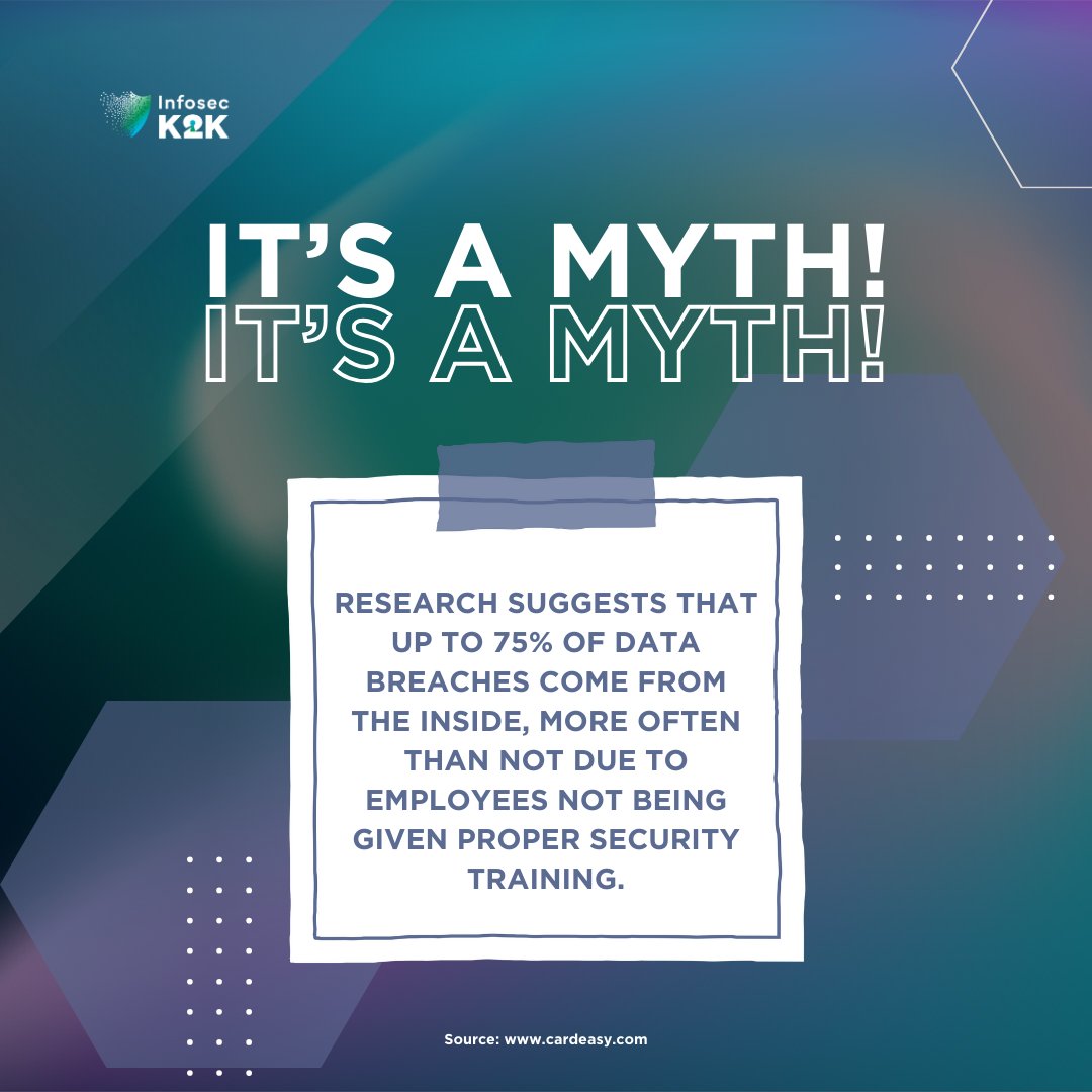 InfosecK2K's tweet image. Cyber Security Myth Busters: Unravelling the truths behind cyber security misconceptions. 

Get the facts straight and stay secure! 💡🔒

Visit our website for more: 
 infoseck2k.com 

#MythVsFact #CyberSecurityTruths #CyberSecurity