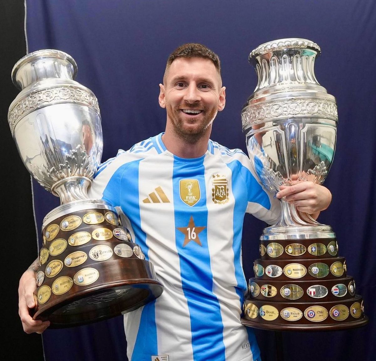 Lionel Messi shares photo with his two Copa Americas.